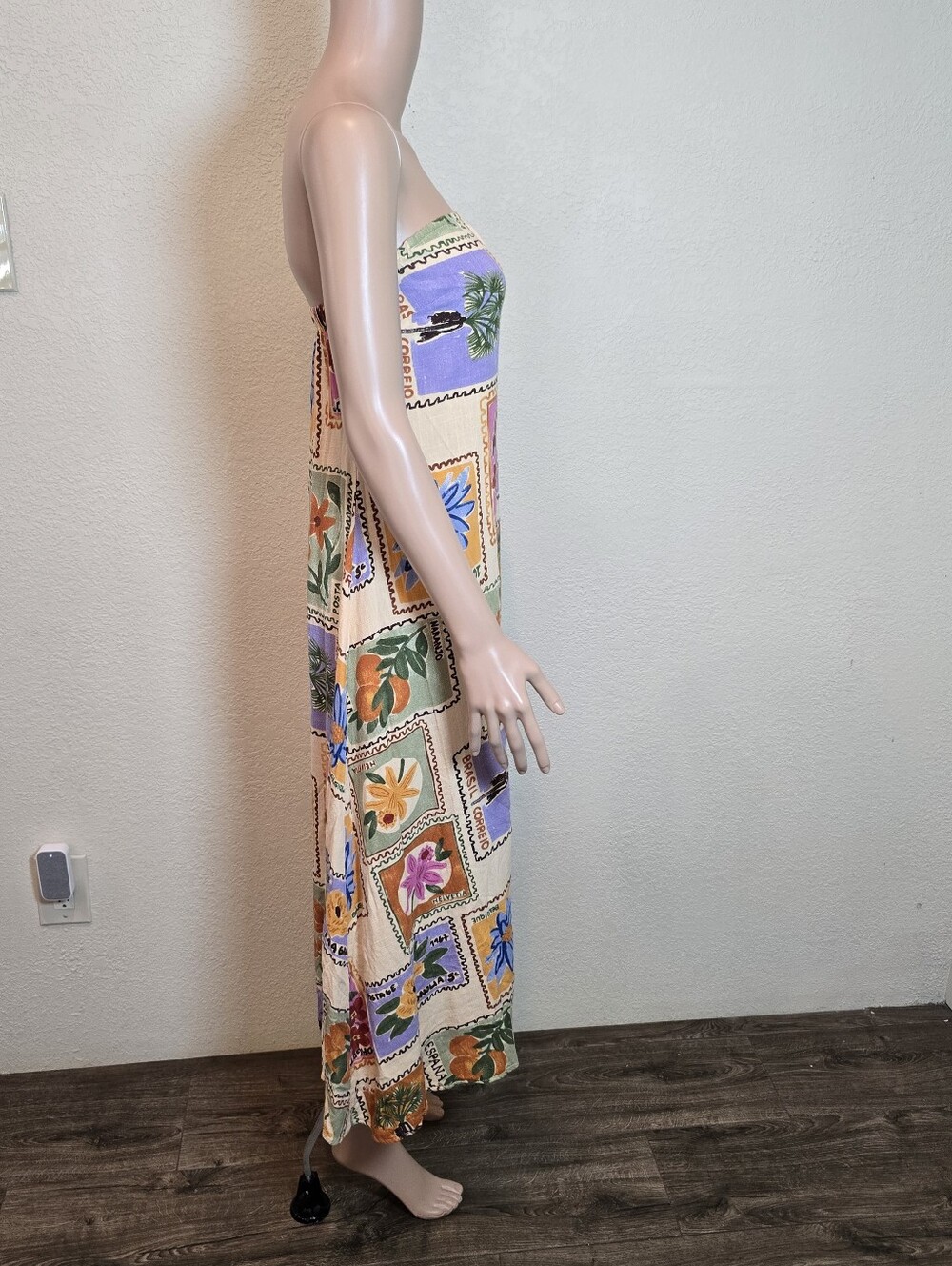 Anthropologie Paper Heart Strapless Floral Patchwork Linen Blend Maxi Dress Sm - Picture 5 of 11